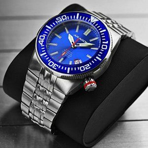 NEW! ARAGON Multi-Color TRITIUM Hercules 44mm Blue Dial 20ATM Automatic Watch